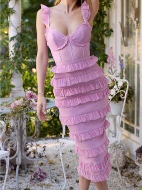 V. Chapman The Fiorenza Dress in Mauve Mist